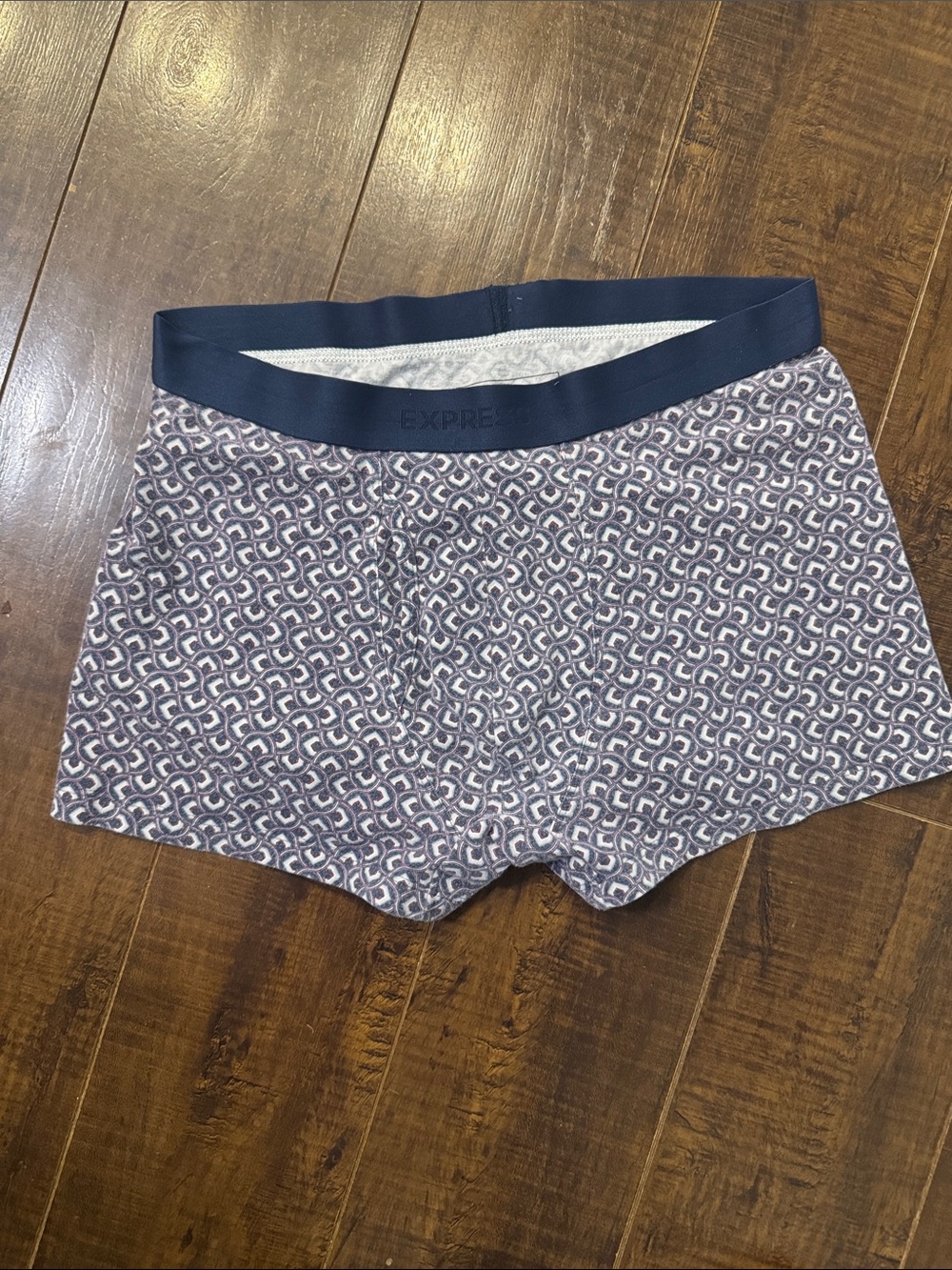 Express Navy and White Patterned Bike Shorts